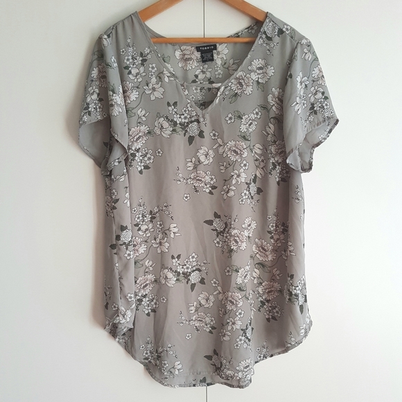 TORRID L Floral Keyhole Georgette Blouse Large - Picture 4 of 6